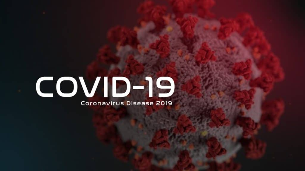 Covid-19 banner with virus photo